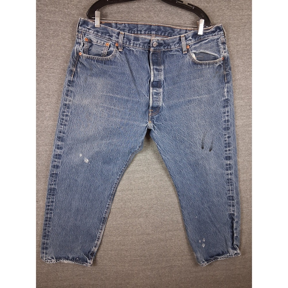 Levis Jeans Mens 40x27 Blue‎ Denim 501 Faded 90s Button Fly Straight